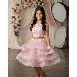 Speechless Sequin Hearts home Dress size 1 2 Pc Blush Lace Beaded Fit Flare